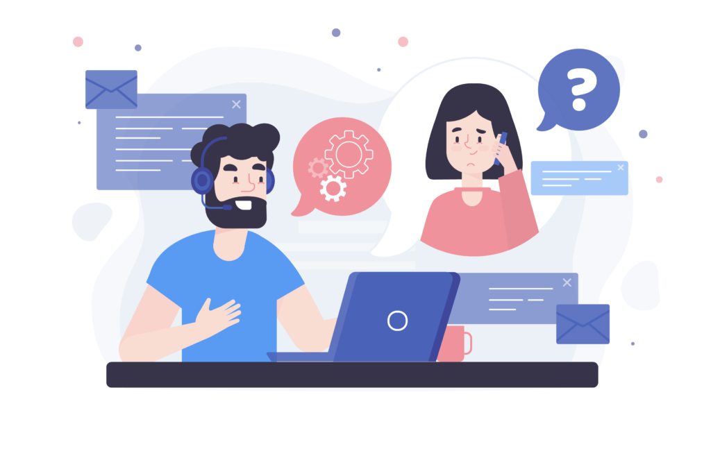 Ilustración de atención al cliente para resolver preguntas