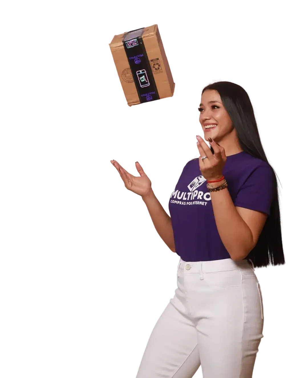 Representante de Multipro Express con un paquete
